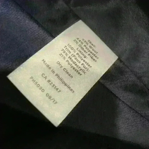 Talbots Navy Blue Wool Knit Blend Black Faux-Fur Trim Shetland Jacket Si… - Picture 7 of 16